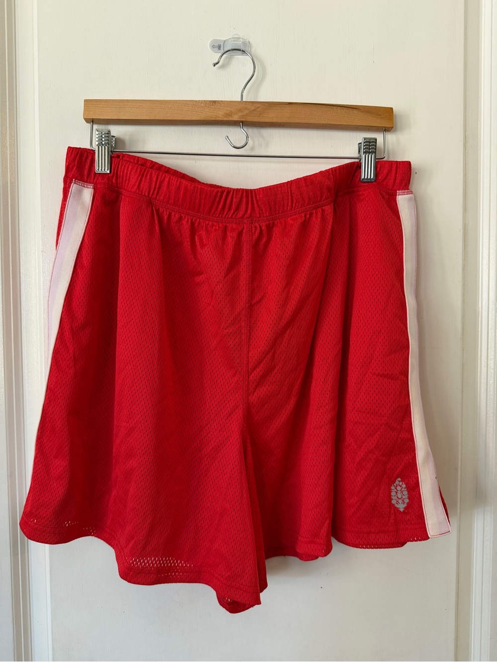 FP Movement by Free People Red Athletic Shorts with White Side Panels